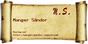 Manger Sándor névjegykártya