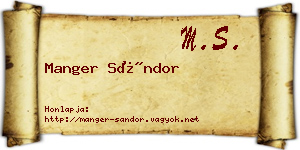 Manger Sándor névjegykártya